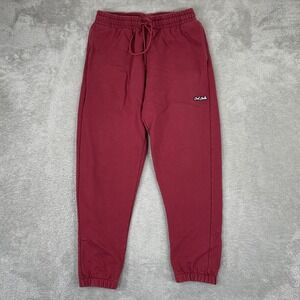 Bad Birdie Sweatpants Mens Medium Maroon Fleece Joggers Elastic Waist Logo